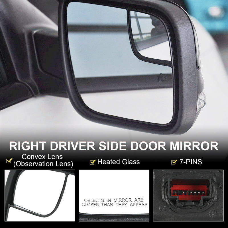 FO1321554 Door Mirror for Ford Explorer 2012-2019 Passenger Black