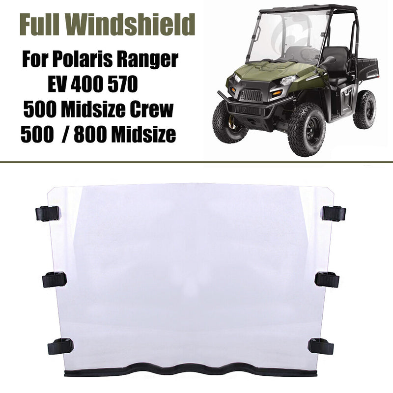 UTV Full Windshield Windscreen for Polaris Ranger 400 500 800 Midsize EV