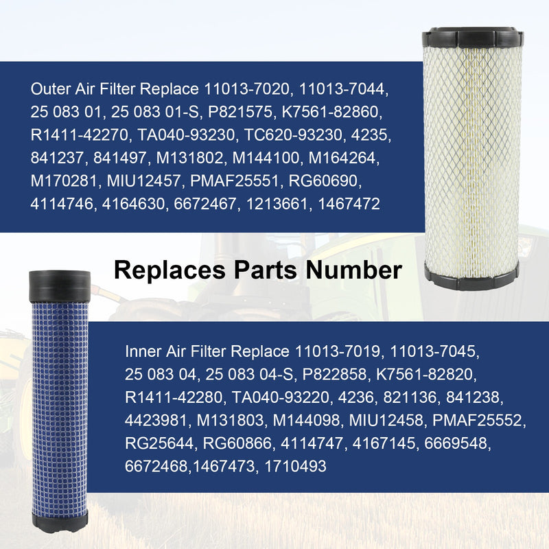2 Set Air Filter for Kohler Kawasaki 2508301-S 2508304-S 11013-7020 11013-7019