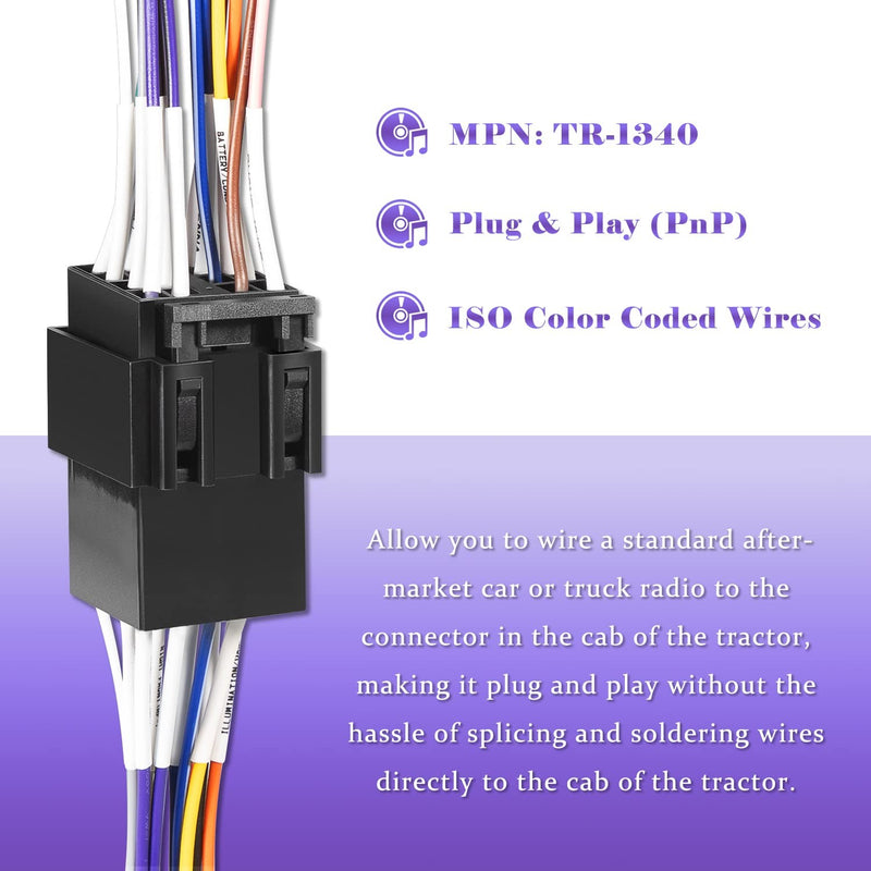 16 Pin Radio ISO Wire Harness Adapter for Peterbilt Freightliner Semi Truck Pair