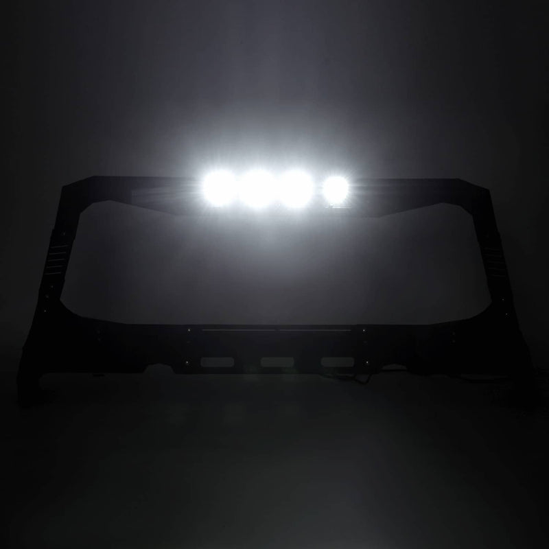 DURAFORCE Steel Armor Windshield Frame Cover Visor Cowl w/LED for Jeep Wrangler JK 2007-18