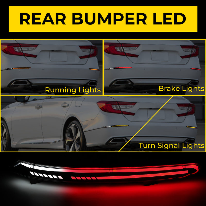 LED Reflector Tail Light Rear Bumper Lamp Smoke for Honda Accord 2018 2019-2022