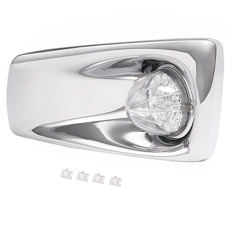 DURAFORCE Left LED Fog Light Lamp with Chrome Bezel Clear Lens for Kenworth T660 2007-2017