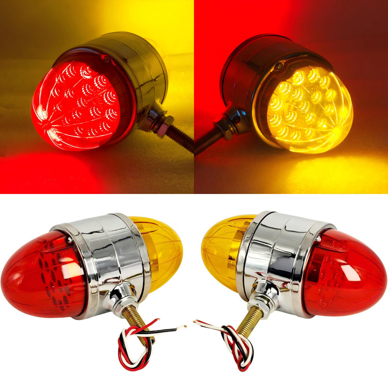 17 LED Amber Red Light Lens Dual Revolution Watermelon Light for Semi Truck 2X