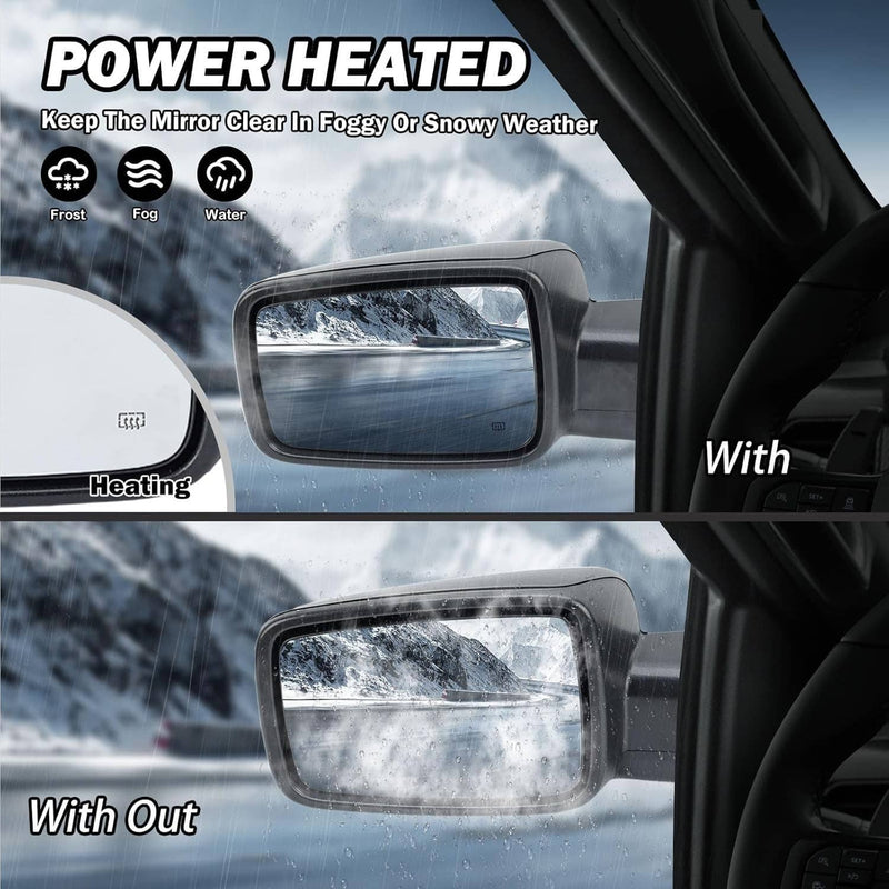 Left Driver Manual Fold Heated Temp Sensor Mirror for Dodge Ram 1500 2013-19
