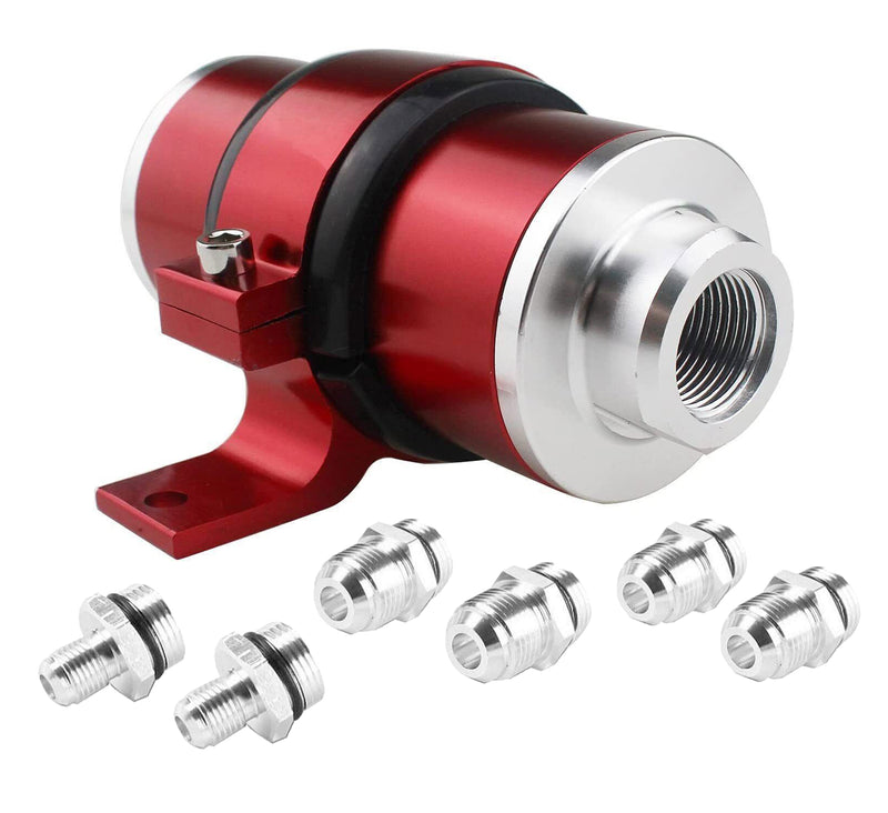AN6 AN8 AN10 30 Micron Billet Aluminum Inline Fuel Gas Petrol Filter Bracket Red