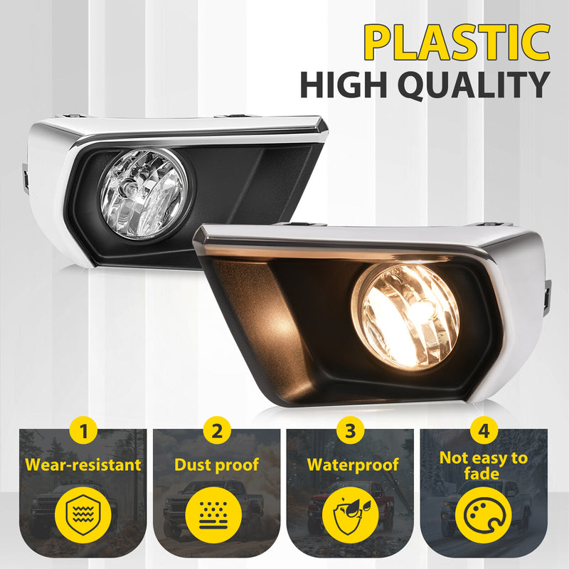 Clear Fog Lights with Chrome Bezel Wires Switch for Chevrolet Colorado 2021-2022