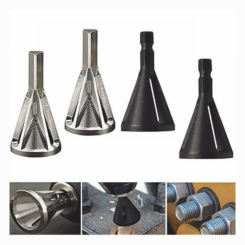 4PCS Hex Triangle Shank Remove Burr Drill Bit Deburring External Chamfer Tool