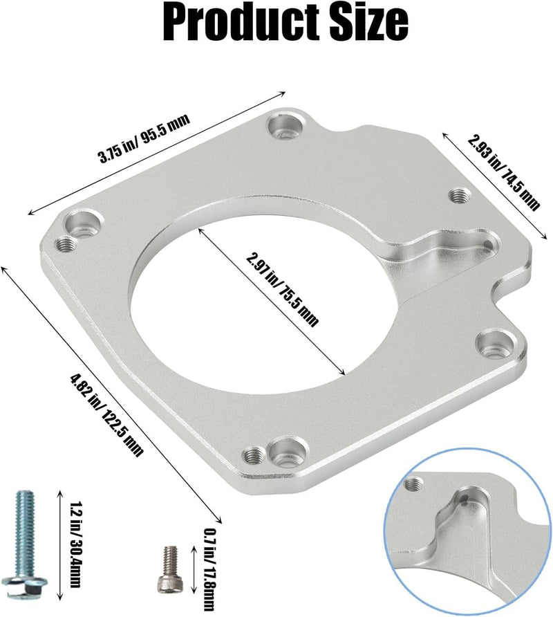 4 Bolt Intake to 3 Bolt Billet Throttle Body Adapter for LS2 LH6 L92 L76 LY2 LY5