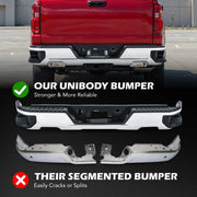 DURAFORCE For 2019 2020-2024 Chevy Silverado GMC Sierra 1500 Rear Bumper Assembly Chrome