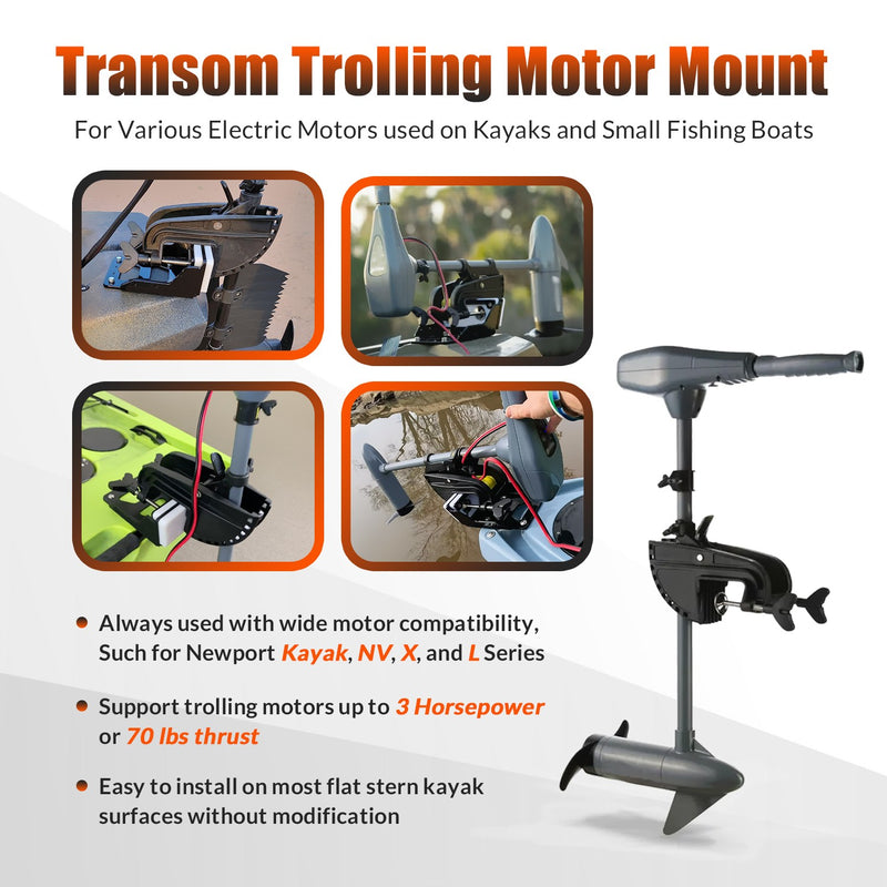 Transom Trolling Motor Mount for Kayaks 3.75" x 4.75" Bolt Pattern 6mm Thick