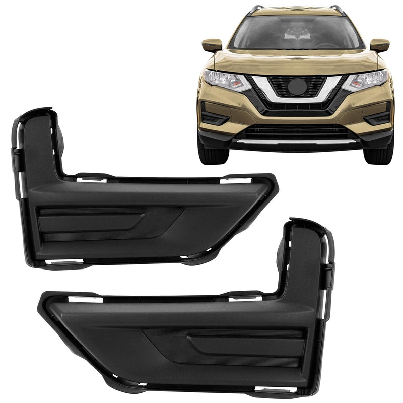 Front Bumper Fog Light Lamp Covers Grille for Nissan Rogue 17-20 18 Left+Right