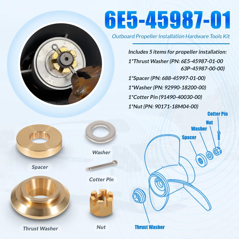 6E5-45987-01 Propeller Installation Hardware Kit for Yamaha 150-300HP Outboard