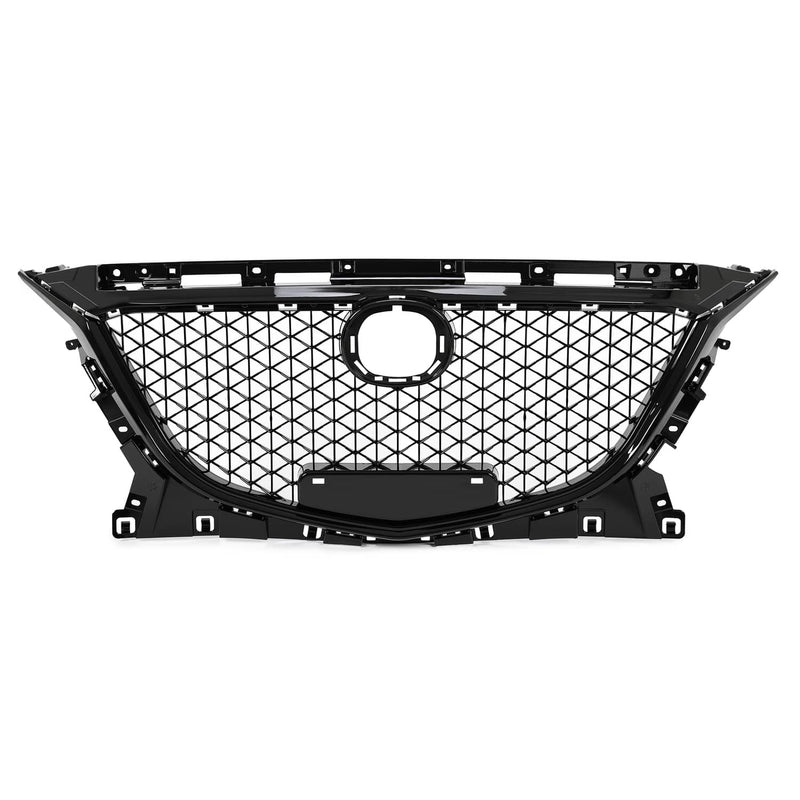 DURAFORCE 15 Honeycomb Upper Grille Bumper Assembly Set for Mazda 3 Axela 2014-2016 Black