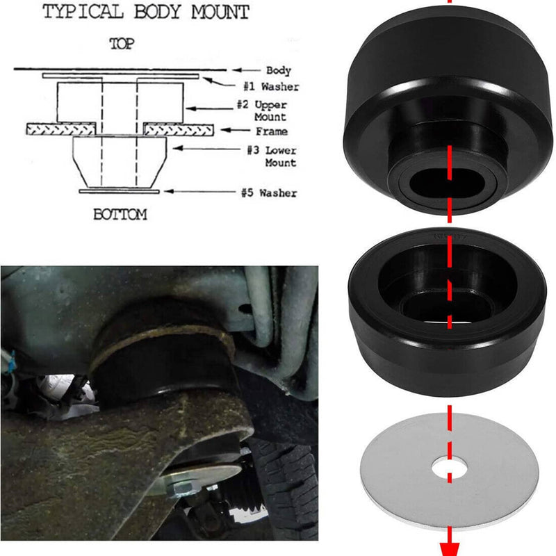 7-141 Body Cab Mount Bushing Kit for 1999-2014 Chevy Silverado 1500 GMC Sierra