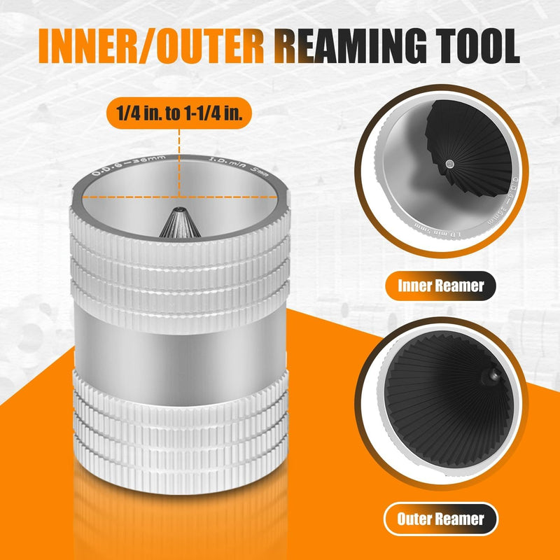Reaming Tool for Copper Stainless Steel Tubing Pipe Reamer Sizes 1/4" to 1-1/4