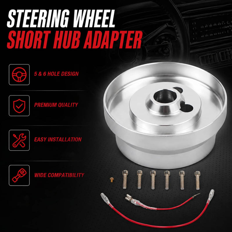 Steering Wheel Hub Adapter 5 & 6 Hole Polished Silver for GM Chevy Aluminum