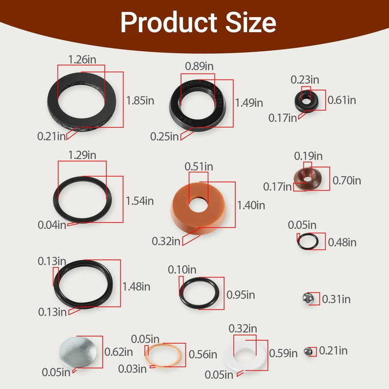 Hydraulic Seal Replacement Kit for Lincoln Walker J-122 1.5 Ton Floor Jack 18 PC