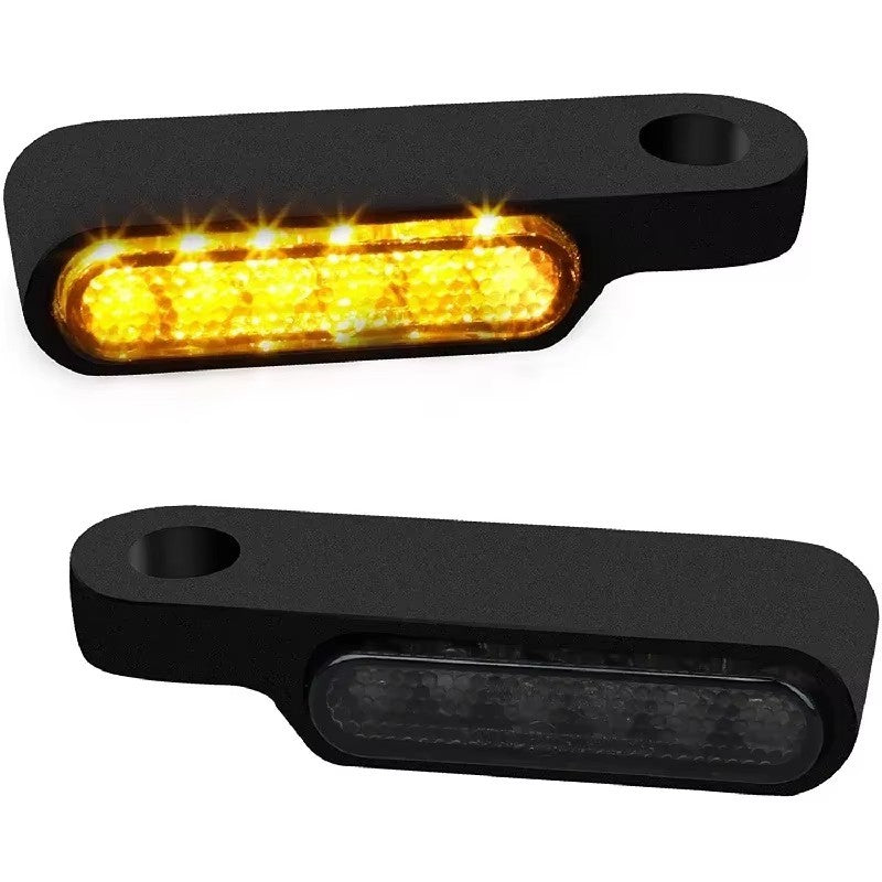 2PCS Mini Motorcycle Black LED Turn Signal Blinker Lights Amber for Harley Dyna