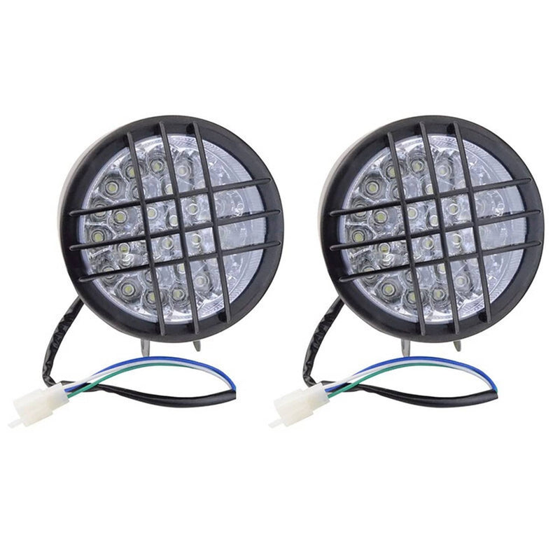 2Pcs LED Headlight Lens Bulbs Grills for Yamaha Banshee Warrior 350 1987-2006