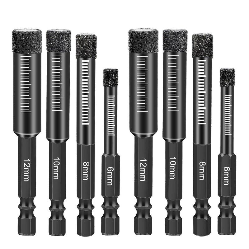 Diamond Drill Bit Hole Saw Set for Granite Marble Porcelain Tile Ceramic 8x
