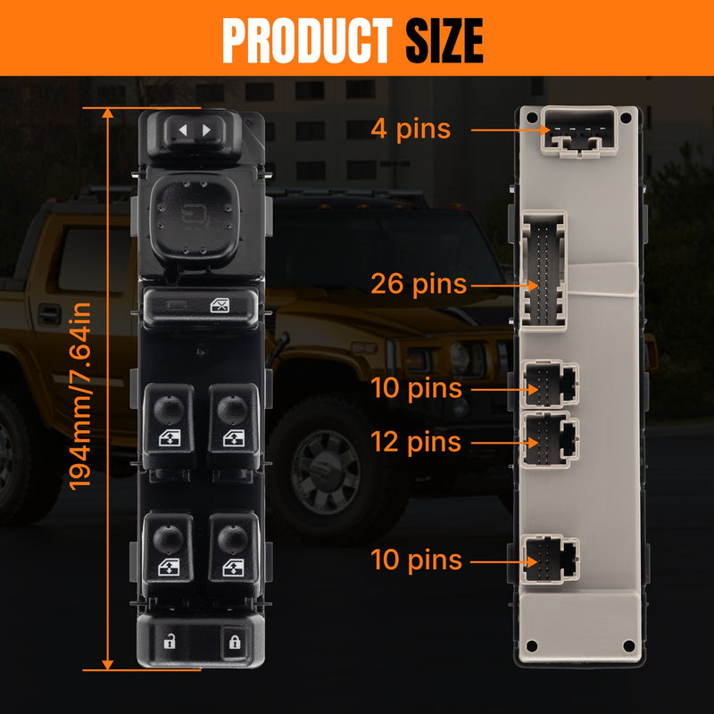 15883429 Master Power Window Control Switch Module for Hummer H2 2003-2007 Front