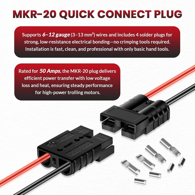 1865107 MKR-20 Quick Connect Plug for Minn Kota Edge Riptide Terrova Fortrex