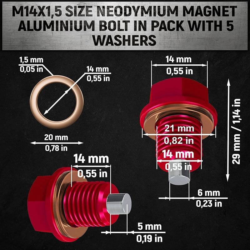 M14x1.5mm Magnetic Oil Drain Plug Screw Nut Bolt for Car Engine Sumps Universal