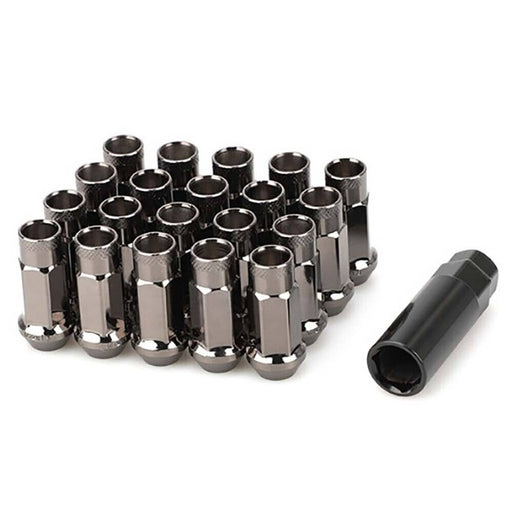 DURAFORCE 20Pcs M12x1.5mm Extended Open Ended Lug Nuts for Toyota Honda Steel Black