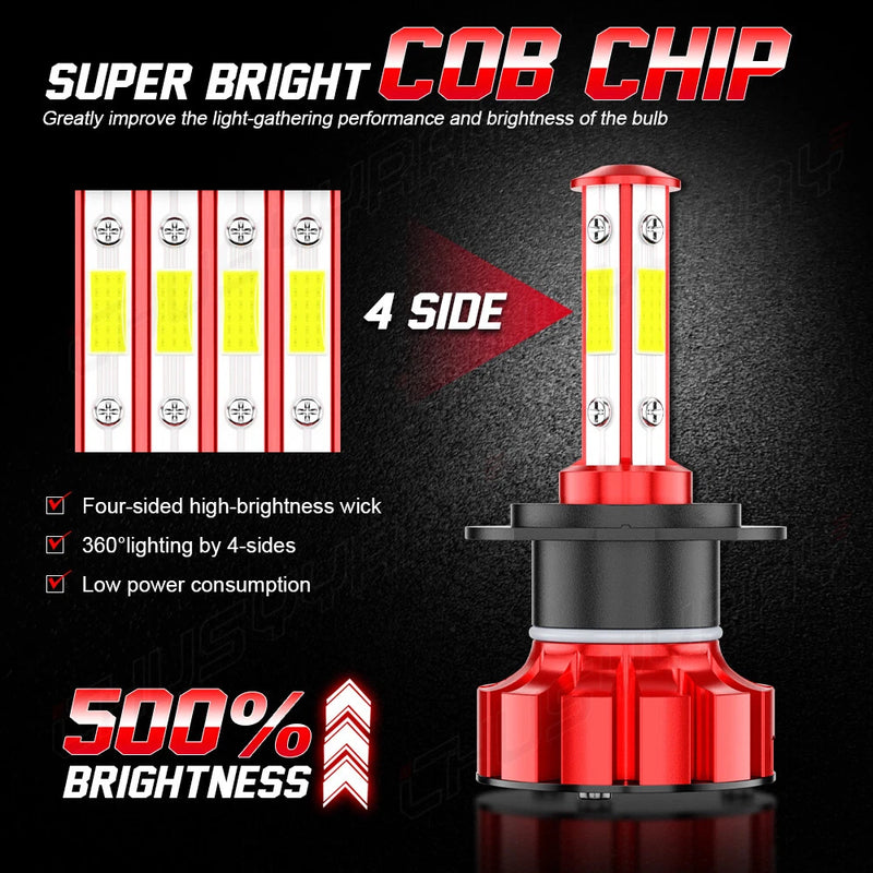 DURAFORCE H7 LED Headlight Conversion Kit 2X 16000LM 6000K White Super High Low Beam Pair