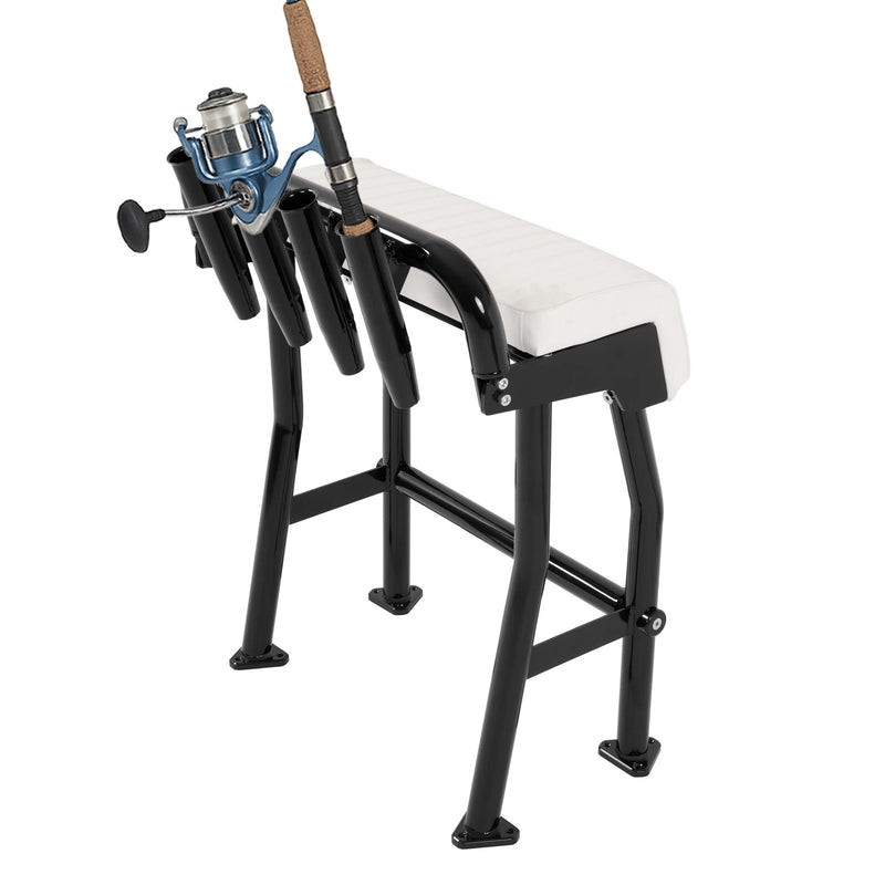 29" Leaning Post Seat w/ 4 Rod Holders Aluminium for Centre Console Boat