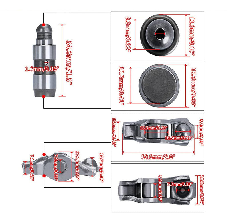 48Pcs Rocker Arms & Valve Lifters Kit for Jeep Dodge Chrysler 3.6L 3.2L 2011-20