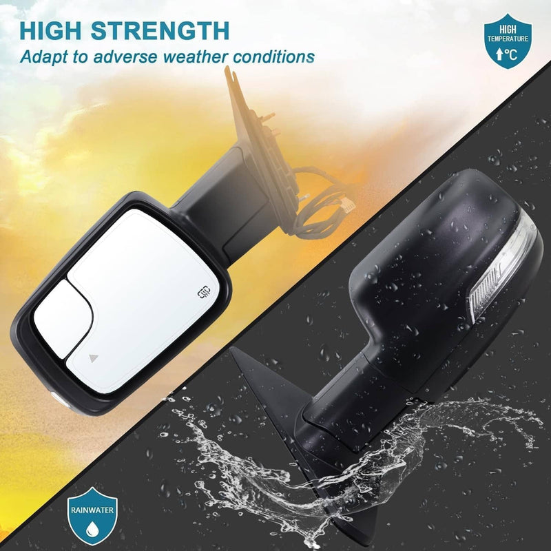 Left Side Power Fold Heated Mirror LED Signal BSD for 2019-2024 Dodge Ram 1500