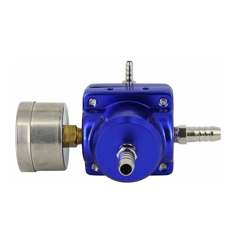 Aluminum Adjustable Fuel Pressure Regulator Gauge Fitting Kit Universal Blue