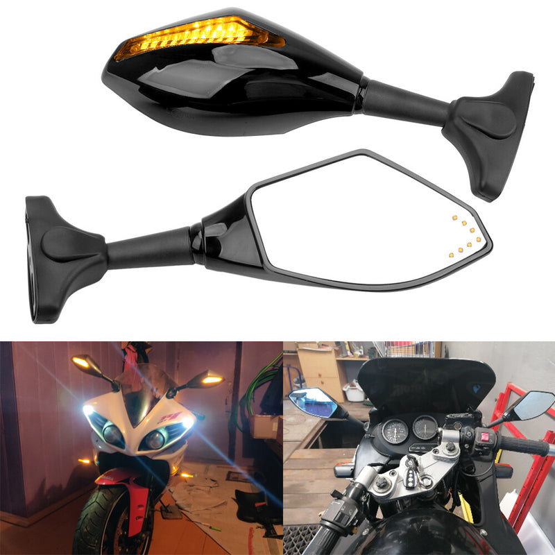 LED Turn Signal Integrated Rear View Mirrors for Suzuki Katana GSXR 600