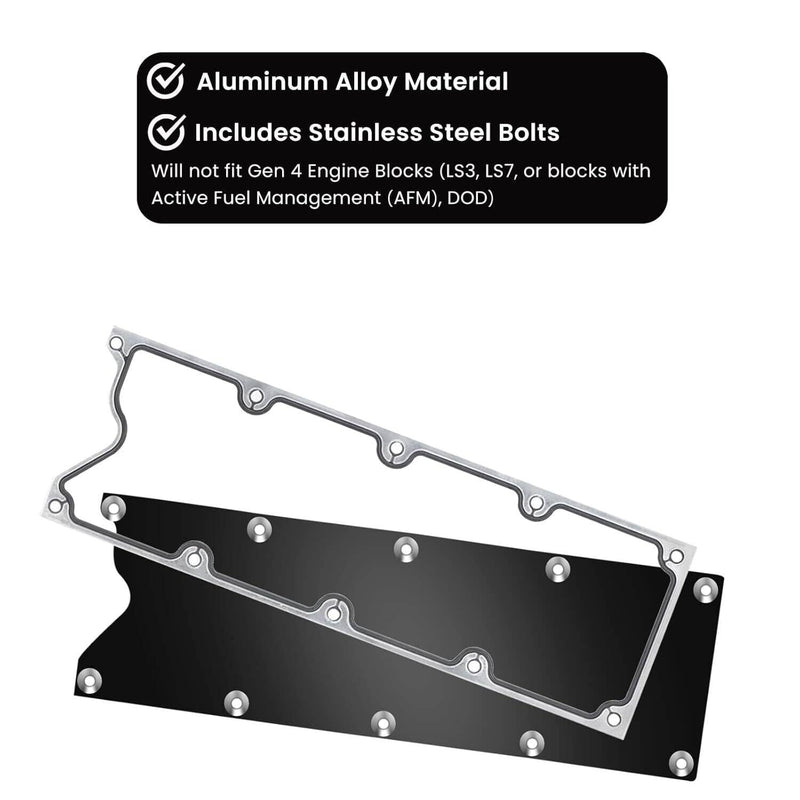Billet Knock Sensor Delete LS6 LSX Gasket Plate for LS Gen 3 Valley Pan