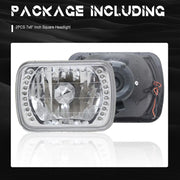 DURAFORCE Pair For Mazda B2200 B2600 RX-7 5X7" 7X6" H4 LED Red Halo Headlights W/O Bulbs