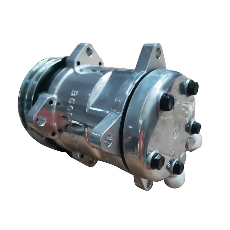 A/C Compressor w/Clutch for Sanden 508 Style 2-Groove V-Belt Chrome Aluminum