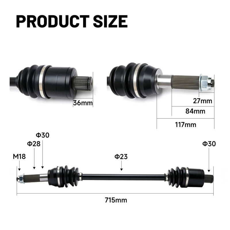 715mm Rear CV Axle Drive Shaft for Polaris Ranger XP 900 1000 1333756 2 Pack