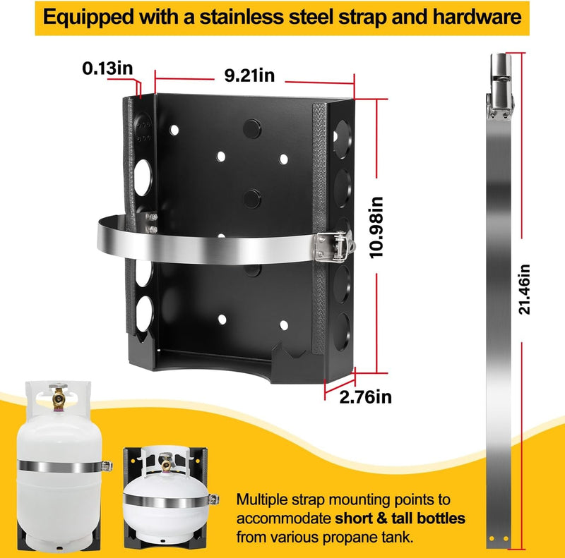 Propane Tank Mount Holder 9 Inch Cylinder Tank Mounting Bracket 11 lb 4.25 lb