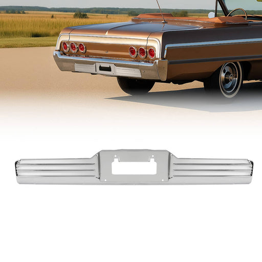 DURAFORCE License Plate Panel Bracket Rear Steel Chrome for Chevrolet Impala 1964