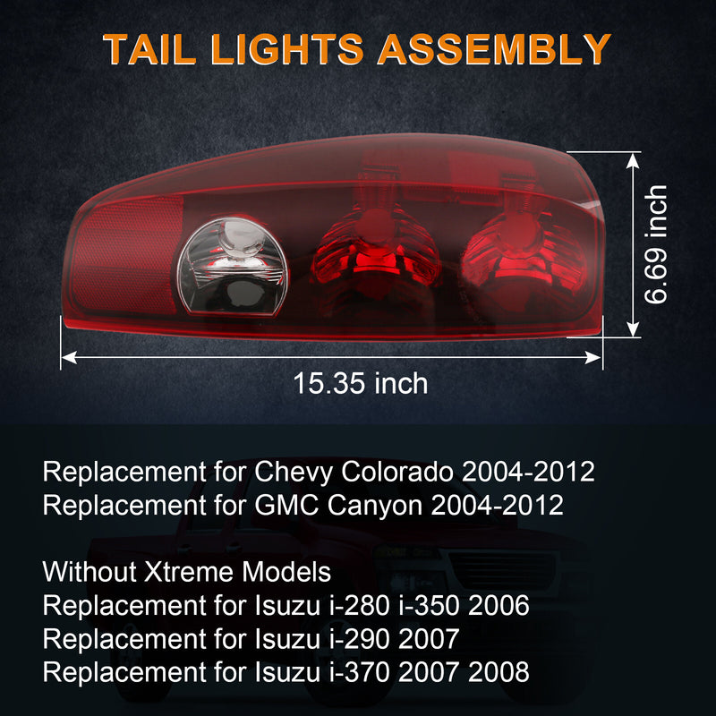 Pair Tail Lights Lamps Left Right for Chevy Colorado GMC Canyon Pickup