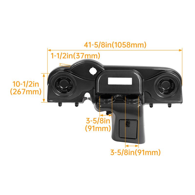 Carbon Fiber Style Radio Speaker Dash Cover for EZGO RXV 2008-Up Golf Cart