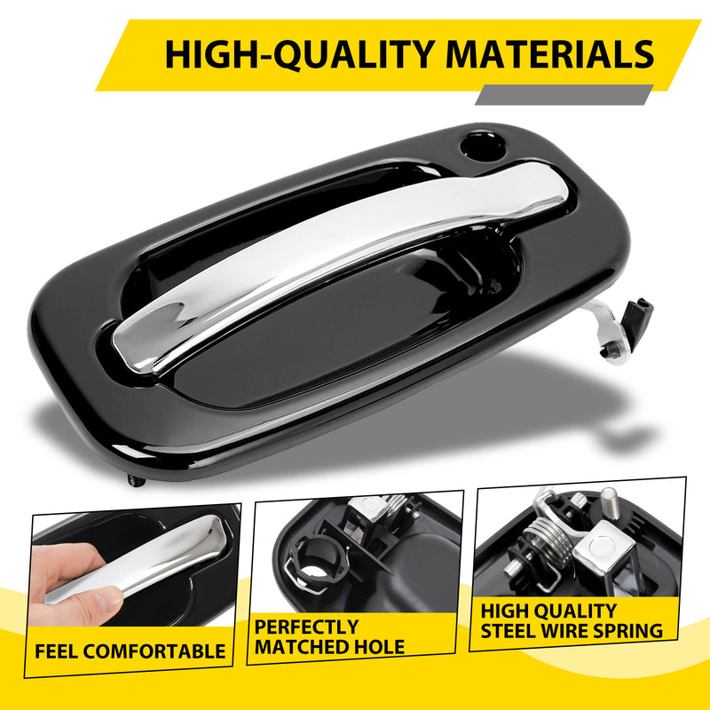 Front Exterior Door Handles Set Left Right Chrome for Silverado Sierra 1999-2006