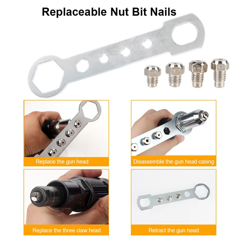 Electric Rivet Nut Gun Adapter Insert Cordless Power Drill Tool