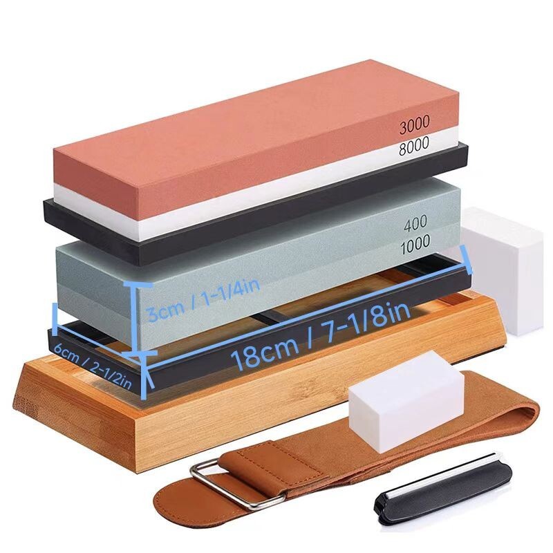 Knife Sharpening Stone Set Professional Whetstone 4 Side Grit 400 1000 3000 8000