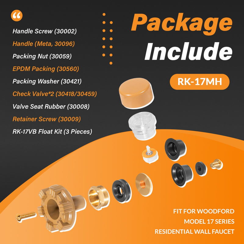 RK-17MH Wall Hydrant Metal Handle Repair Kit for Woodford Model 17 Faucet