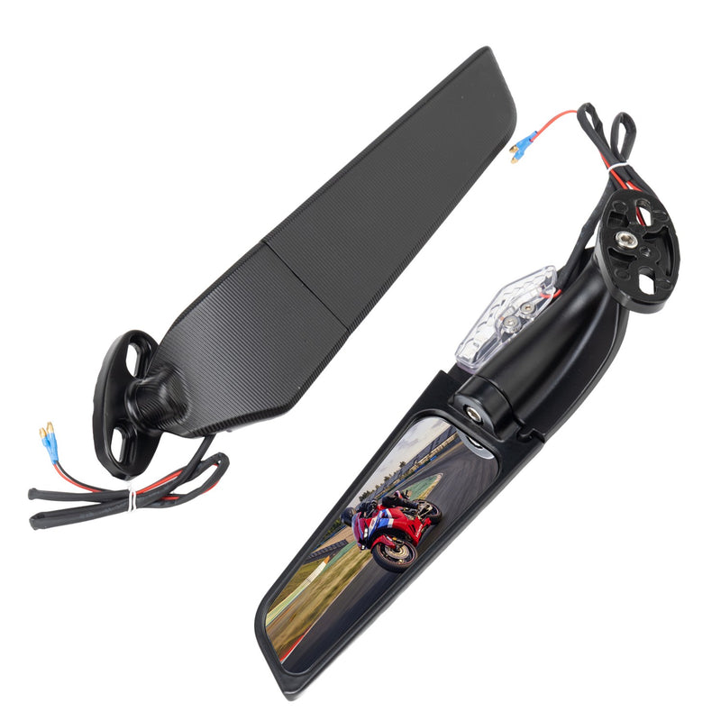 Upgrade Wind Wing Side View Mirrors w/ Turn Signal for Kawasaki Ninja 400 2018-2