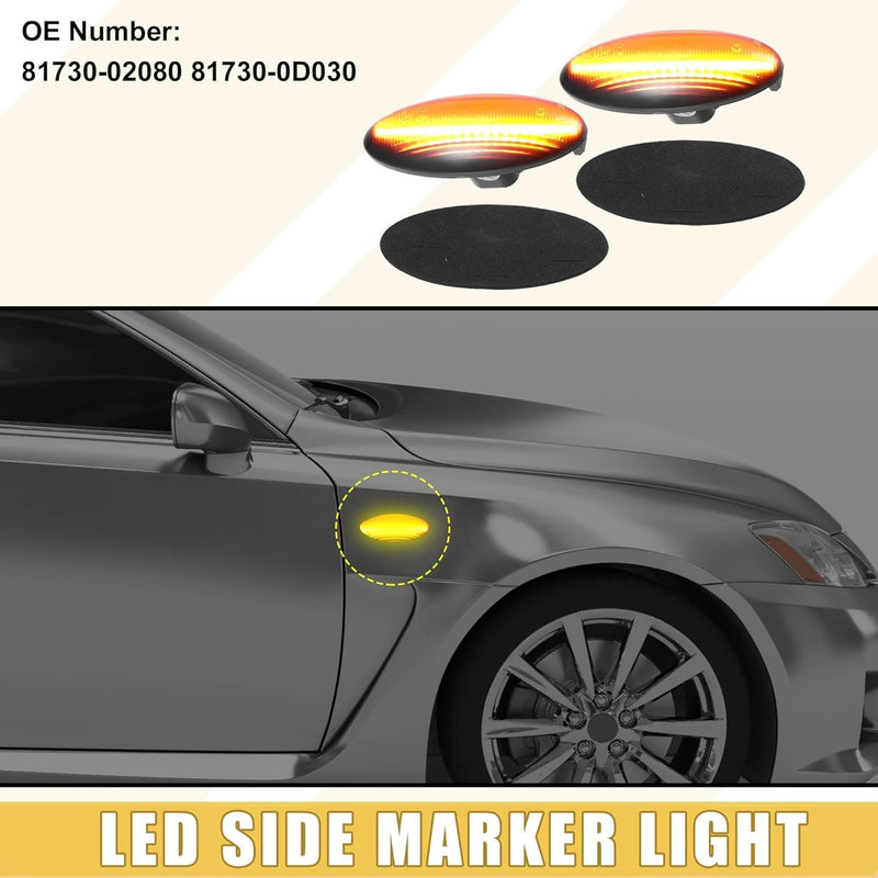 Smoke Lens Amber LED Signal Side Marker Lights for Toyota Yaris Hatchback XP90 2