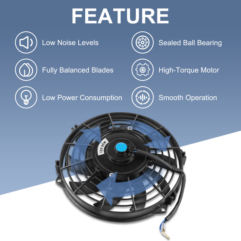 9 inch 12V Slim Fan Push Pull Electric Radiator Cooling Fan Mount Kit Universal